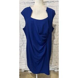 CALVIN KLEIN Womens Blue Short Sleeve Above The Knee Sheath Cocktail Dress 20W
